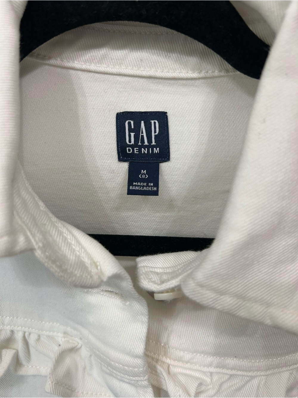Gap Denim White Ruffle Detail Cropped Jean Jacket Girls Size 8 NWT - Picture 3 of 5